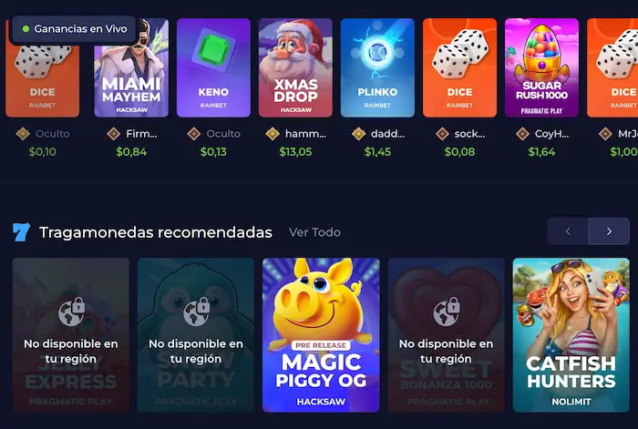 Rainbet Casino Argentina games